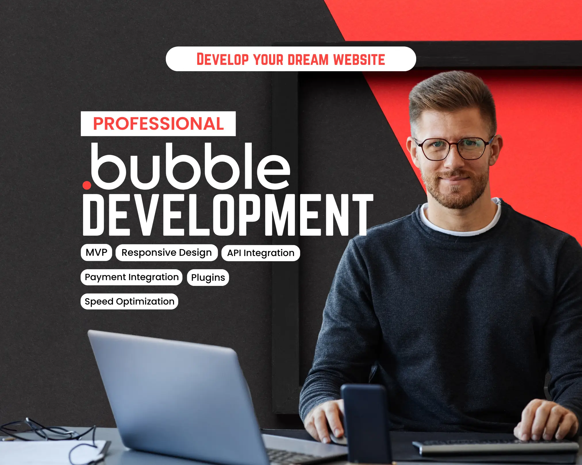 I will develop a functional website using Bubble io